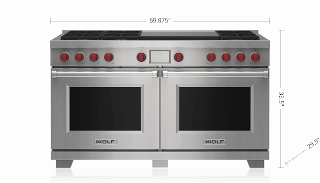 Wolf DF60650DGBKP 60" Dual Fuel Range - 6 Burners And Infrared Dual Griddle
