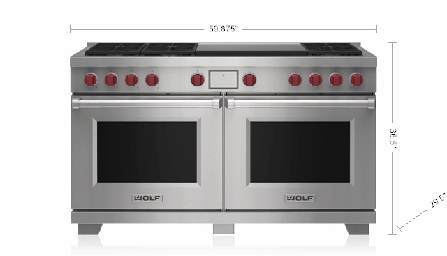 Wolf DF60650DGBKPLP 60" Dual Fuel Range - 6 Burners And Infrared Dual Griddle
