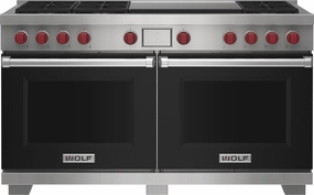 Wolf DF60650DGBKPLP 60" Dual Fuel Range - 6 Burners And Infrared Dual Griddle Freestanding Ranges freestanding dual fuel range 30 inch