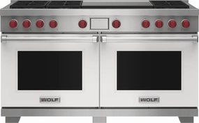 Wolf DF60650DGWHP 60" Dual Fuel Range - 6 Burners And Infrared Dual Griddle Freestanding Ranges freestanding dual fuel range 30 inch