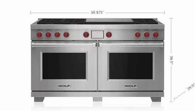 Wolf DF60650FBKP 60" Dual Fuel Range - 6 Burners And French Top
