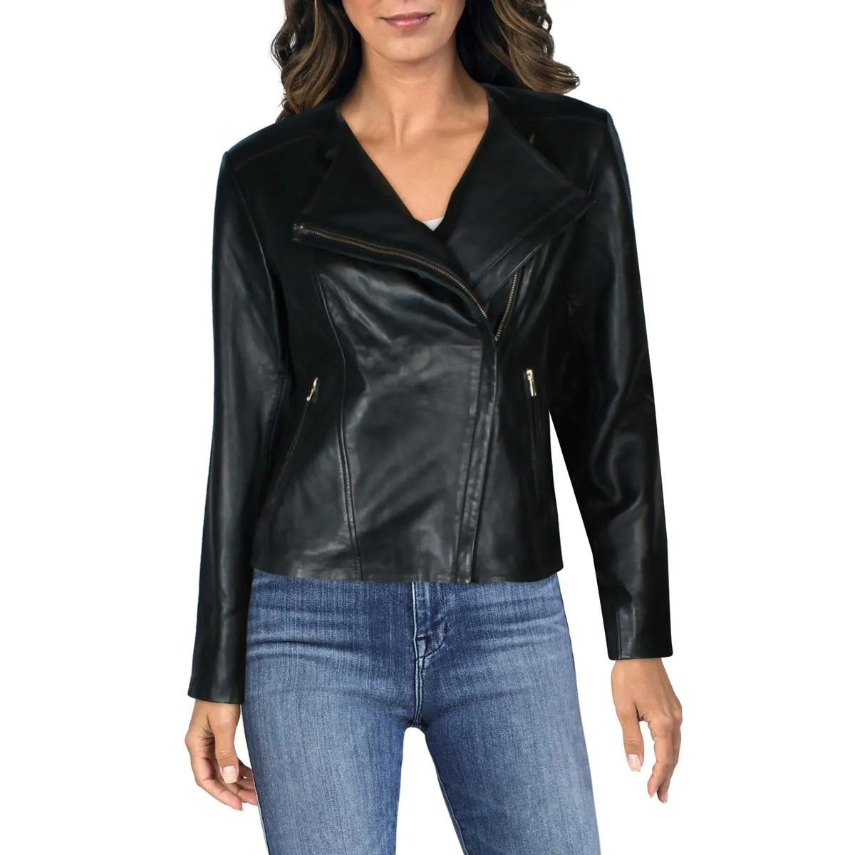 Womens Lined Lambskin Leather Motorcycle Jacket