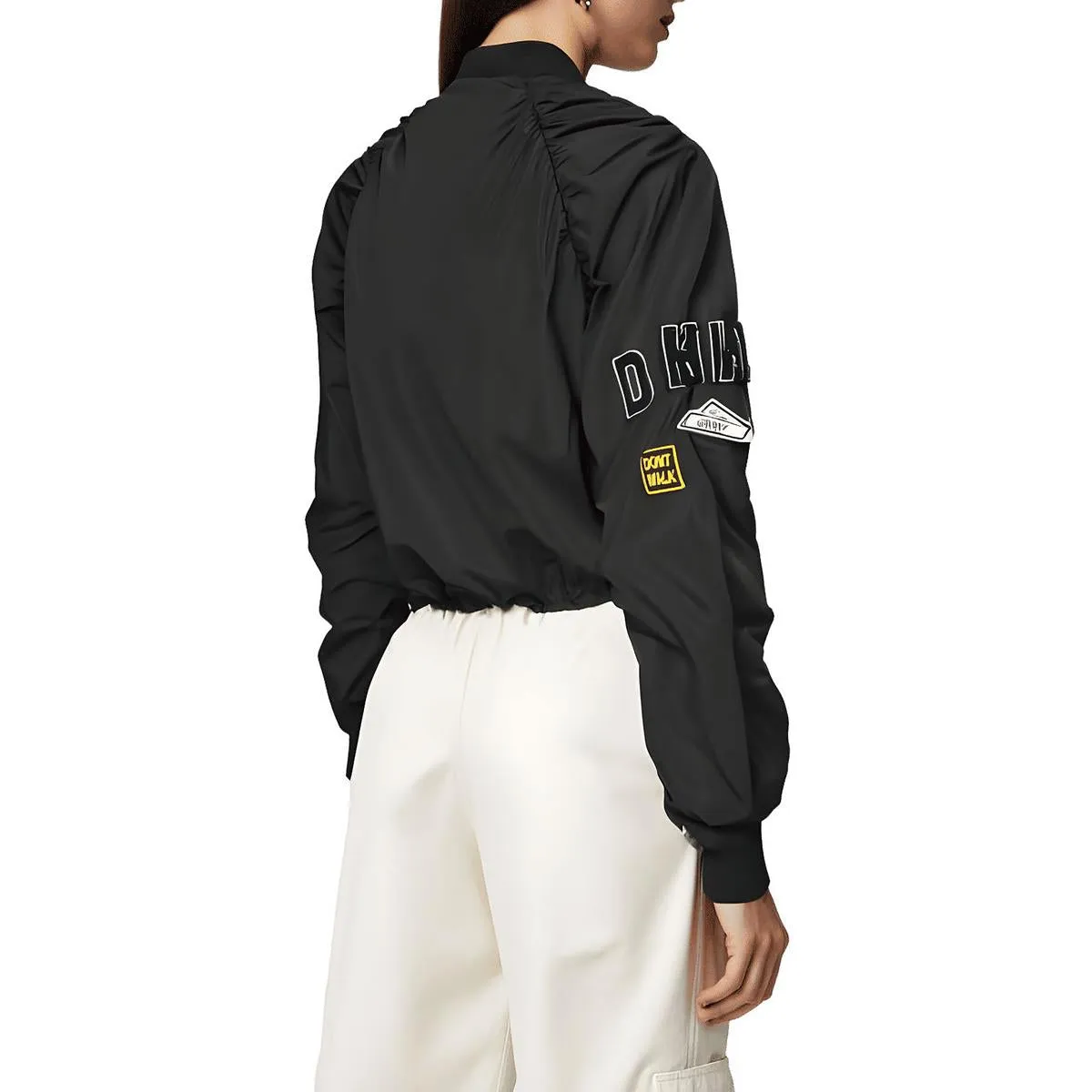 Womens Patchwork Polyester Bomber Jacket