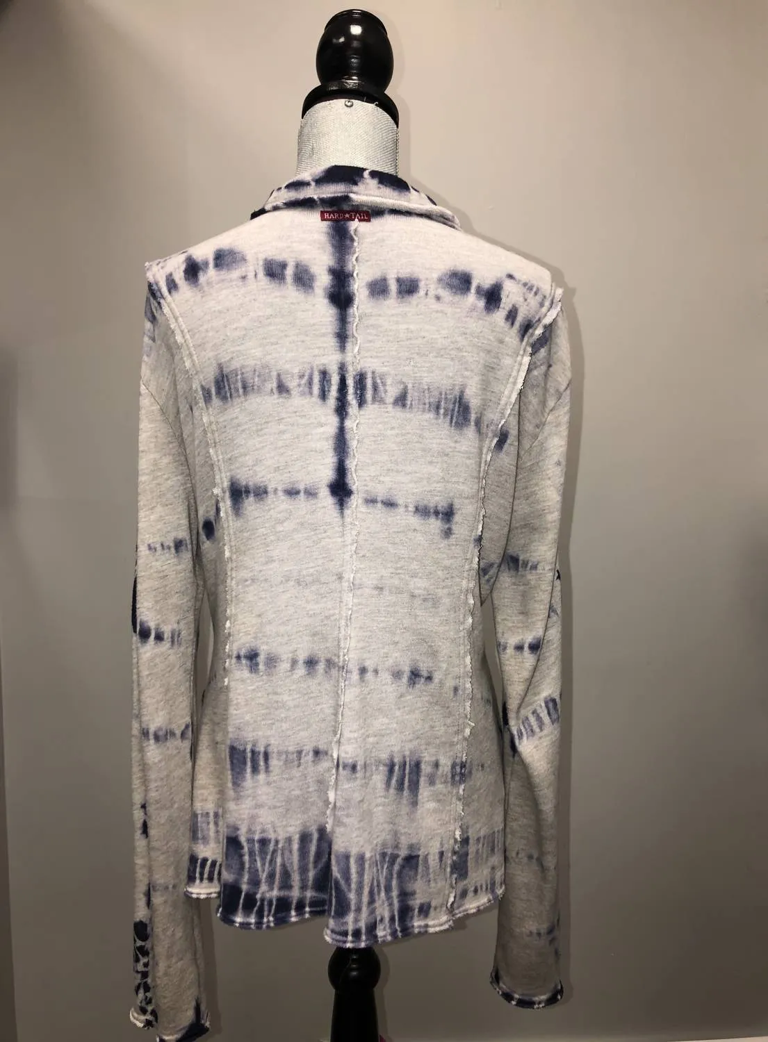 Women's Raw Edge Jacket In Gray/blue Tie-Dye