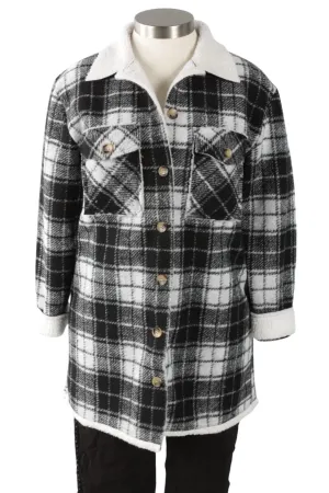 Women's Sherpa Plaid Jacket In Black/grey