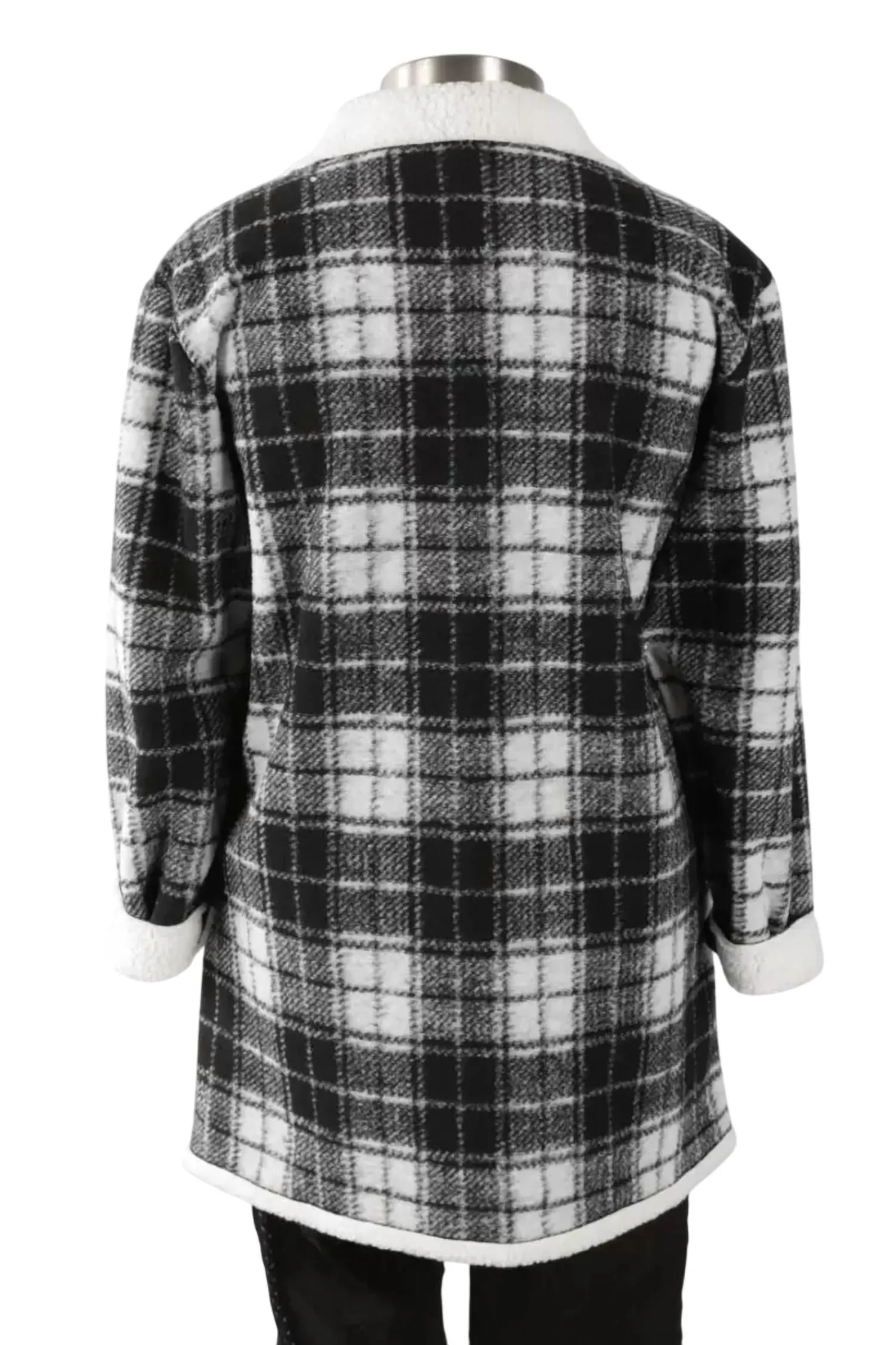 Women's Sherpa Plaid Jacket In Black/grey