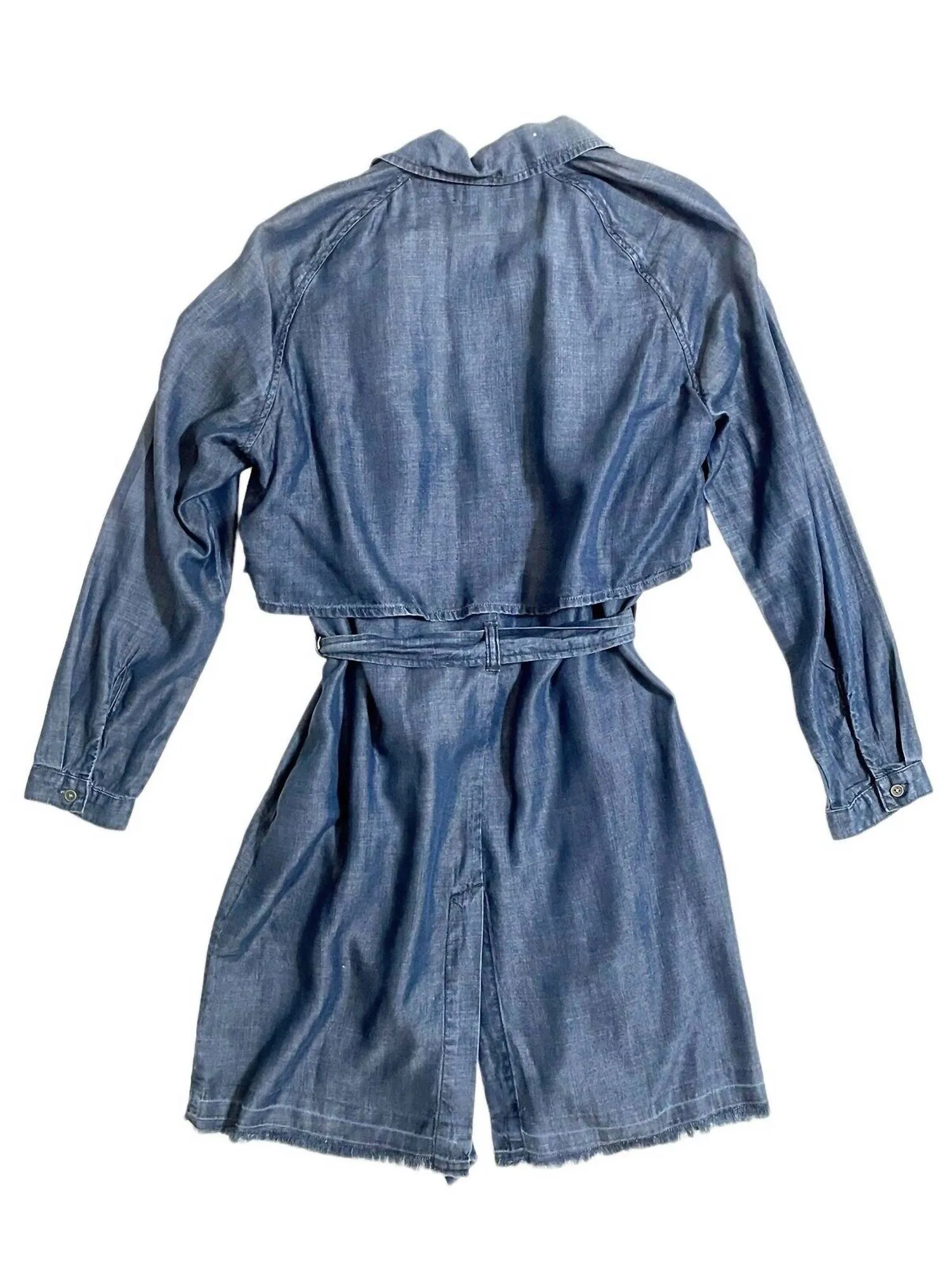 Women's Tencel Belted Denim Trench Coat In Blue