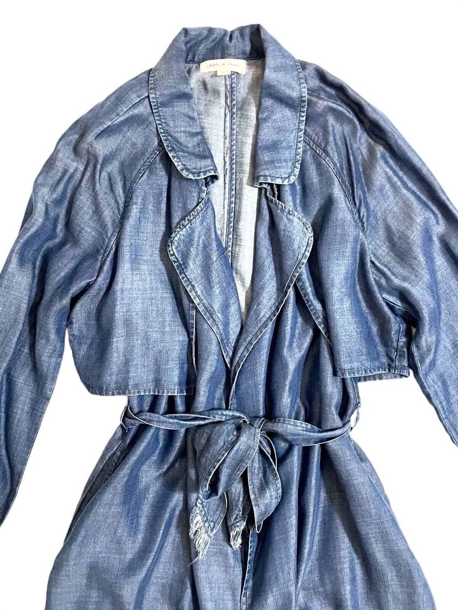 Women's Tencel Belted Denim Trench Coat In Blue