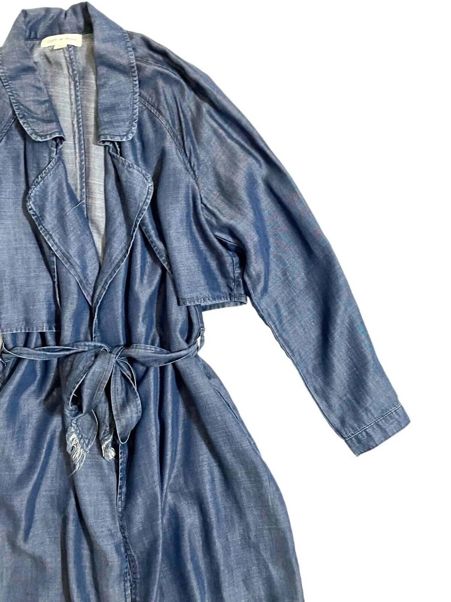 Women's Tencel Belted Denim Trench Coat In Blue