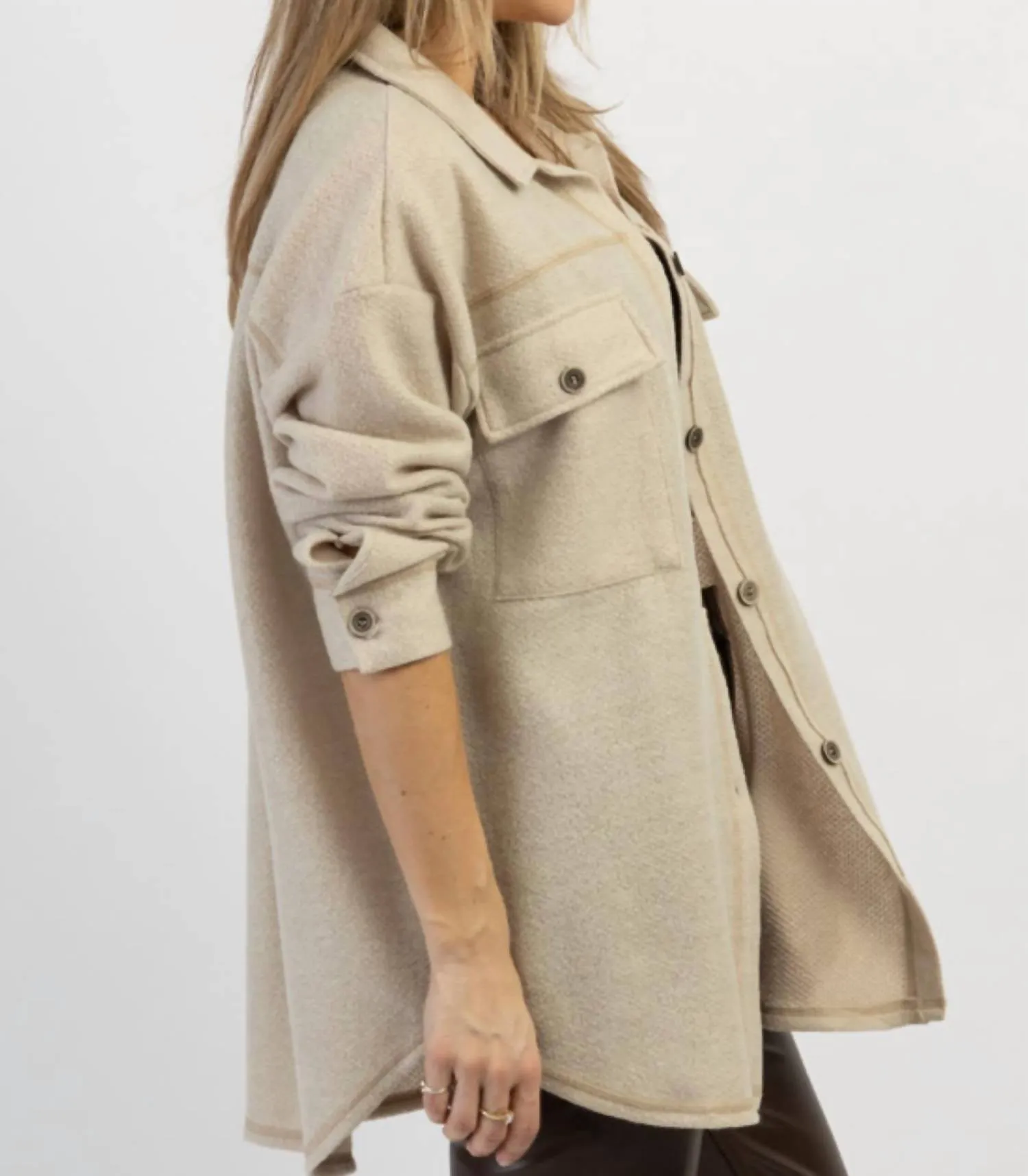 Woodstock Relaxed Shirt Jacket In Beige