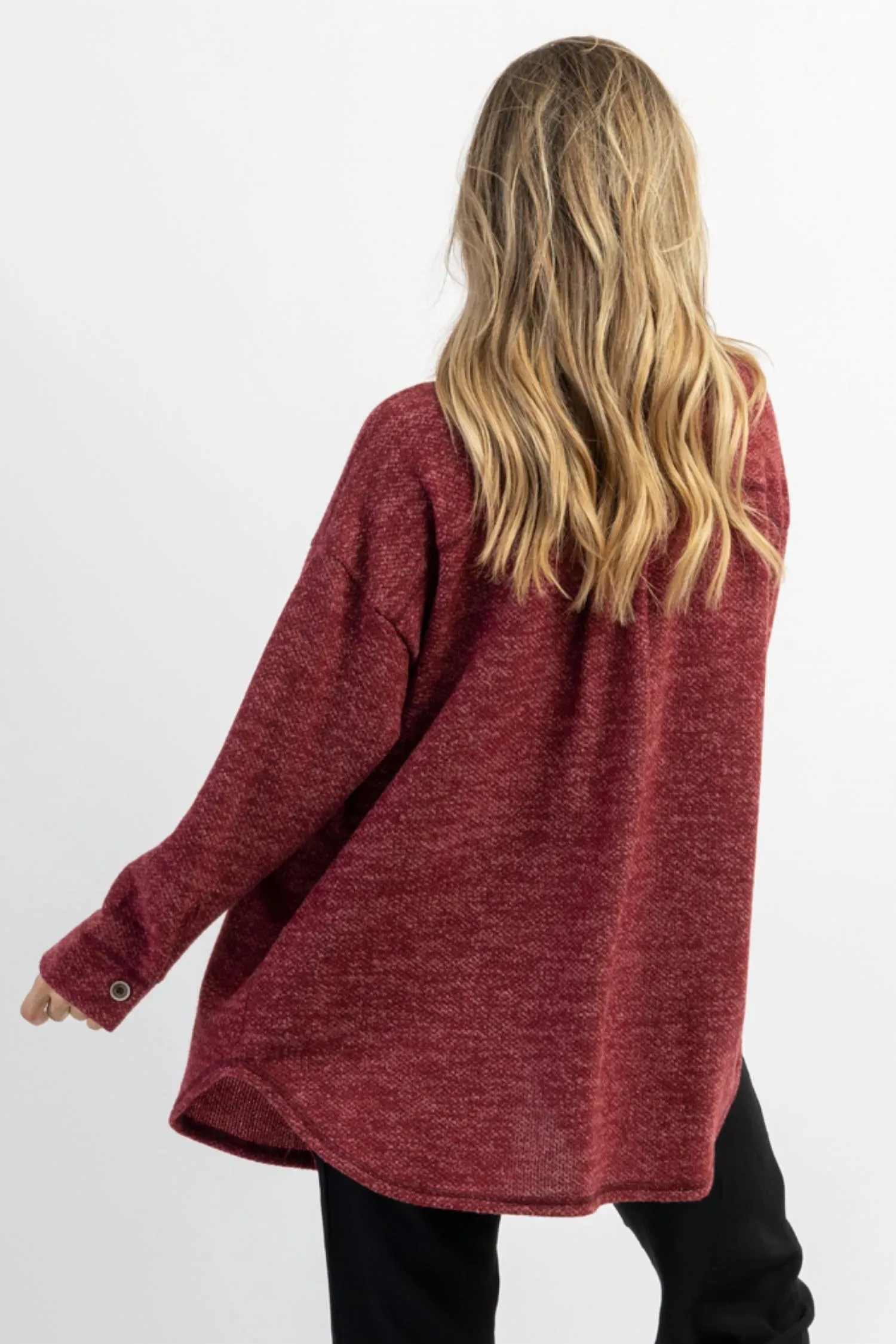 Woodstock Relaxed Shirt Jacket In Burgundy