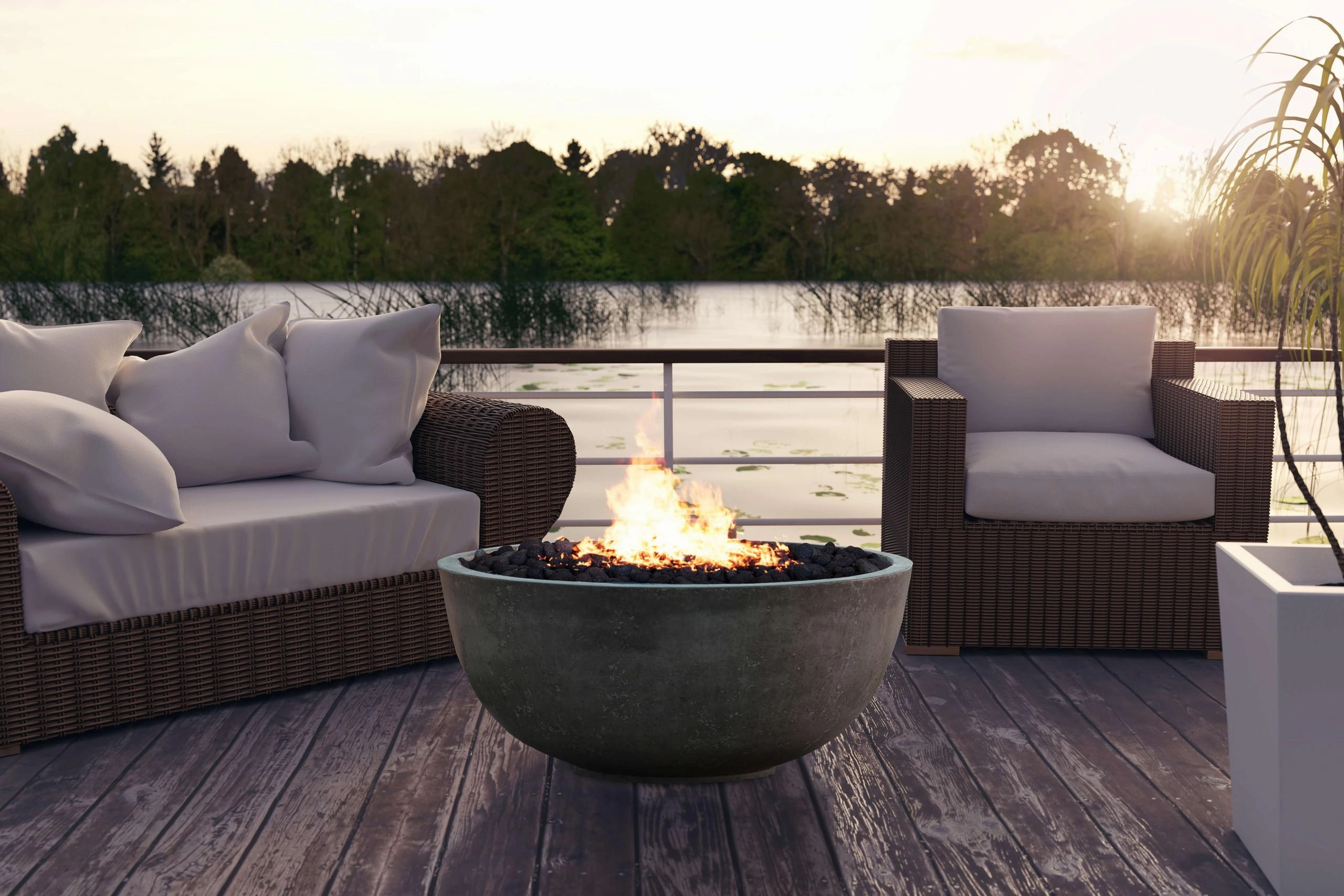 Xo Appliance XOFBWL39LS Fire Bowl 39" Natural Gas Fired Gfrc Limestone