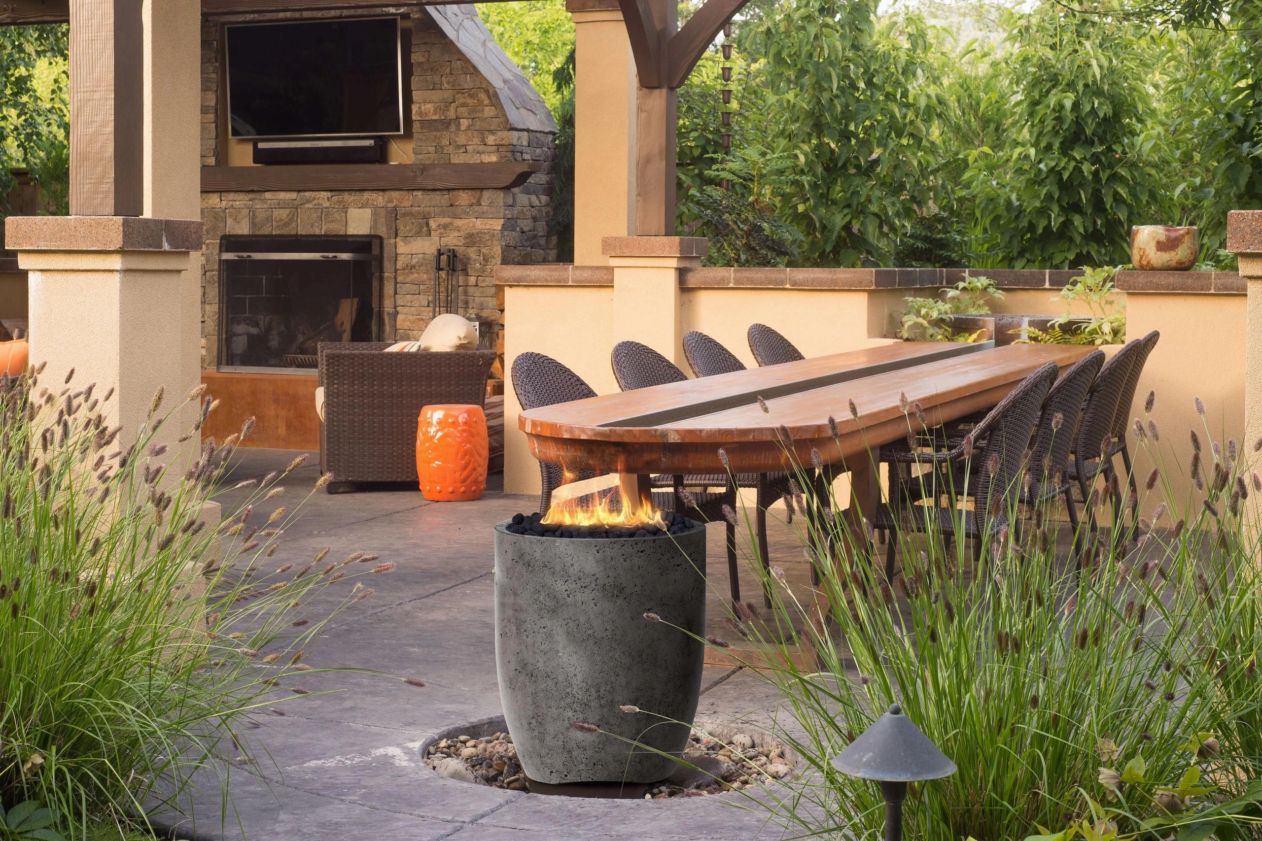 Xo Appliance XOFPOT24LS Fire Pot 24" Natural Gas Fired Gfrc Limestone