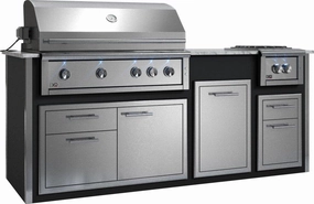 Xo Appliance XOGOK42V1BL Appliance Ready Pre-Assembled 42" Designer Island Black COMPONENTS SOLD SEPARATELY - Gray Islands,bbq grill island kit