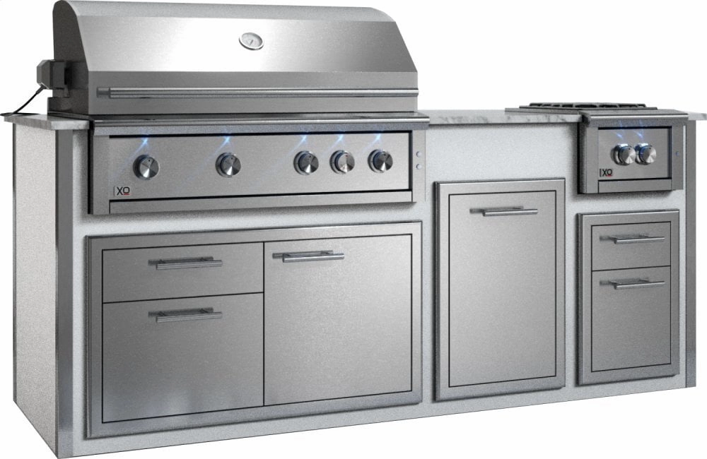 Xo Appliance XOGOK42V1WH Appliance Ready Pre-Assembled 42" Designer Island White COMPONENTS SOLD SEPARATELY - Gray Islands,bbq grill island kit