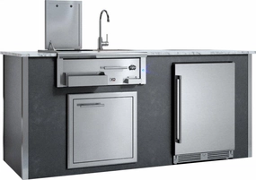 Xo Appliance XOGOKBARV1GR Appliance Ready Pre-Assembled Entertaining Trio Island Gray COMPONENTS SOLD SEPARATELY Islands,bbq grill island kit