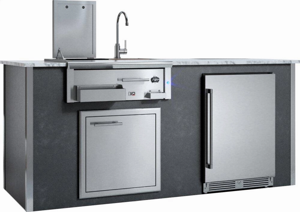 Xo Appliance XOGOKBARV1GR Appliance Ready Pre-Assembled Entertaining Trio Island Gray COMPONENTS SOLD SEPARATELY Islands,bbq grill island kit