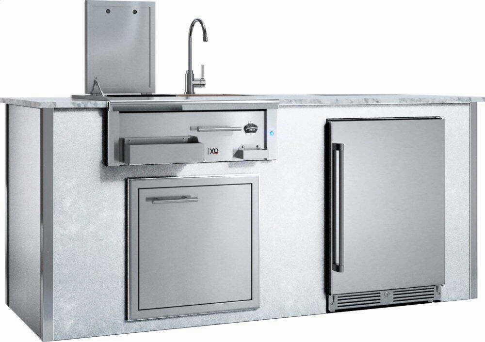 Xo Appliance XOGOKBARV1WH Appliance Ready Pre-Assembled Entertaining Trio Island White COMPONENTS SOLD SEPARATELY Islands,bbq grill island kit