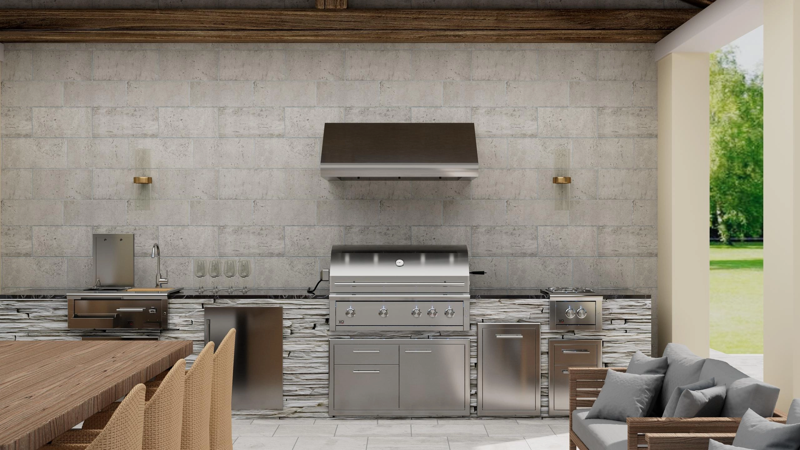 Xo Appliance XOGV42S Outdoor Hood, 42Inw, 33Ind, 18Int, 1200Cfm, Leds, Pro Baffle Filters