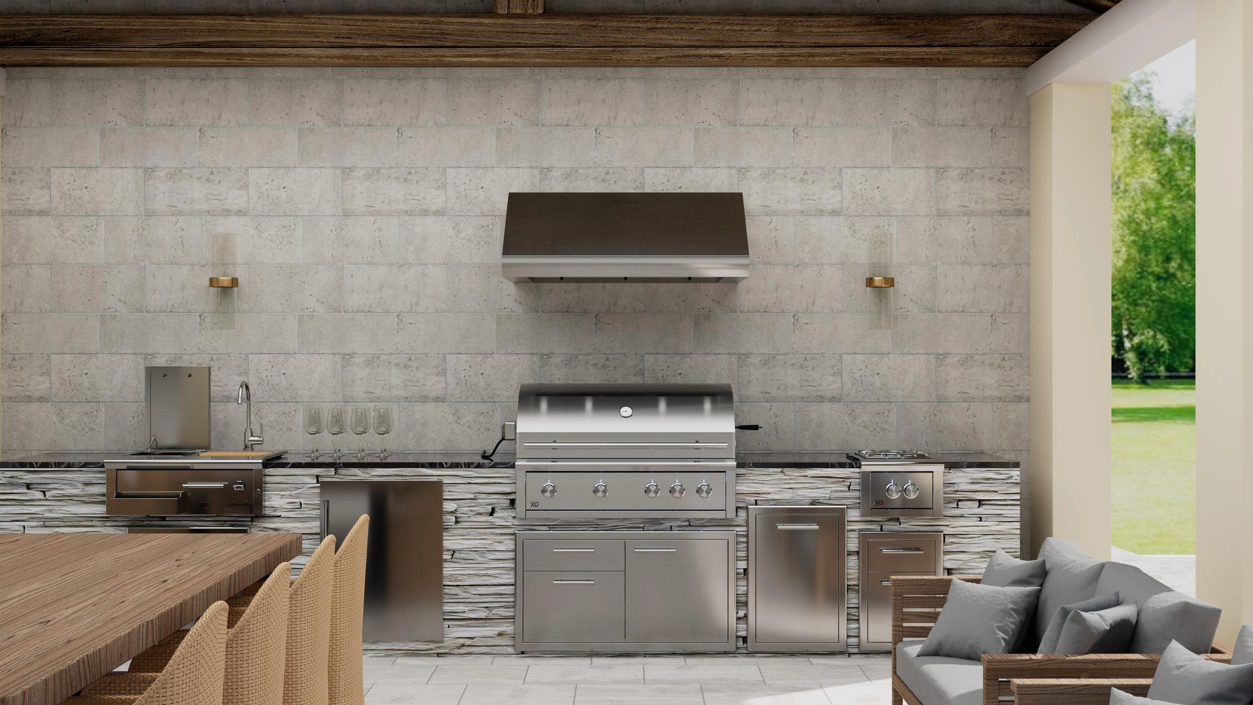 Xo Appliance XOGV42S Outdoor Hood, 42Inw, 33Ind, 18Int, 1200Cfm, Leds, Pro Baffle Filters
