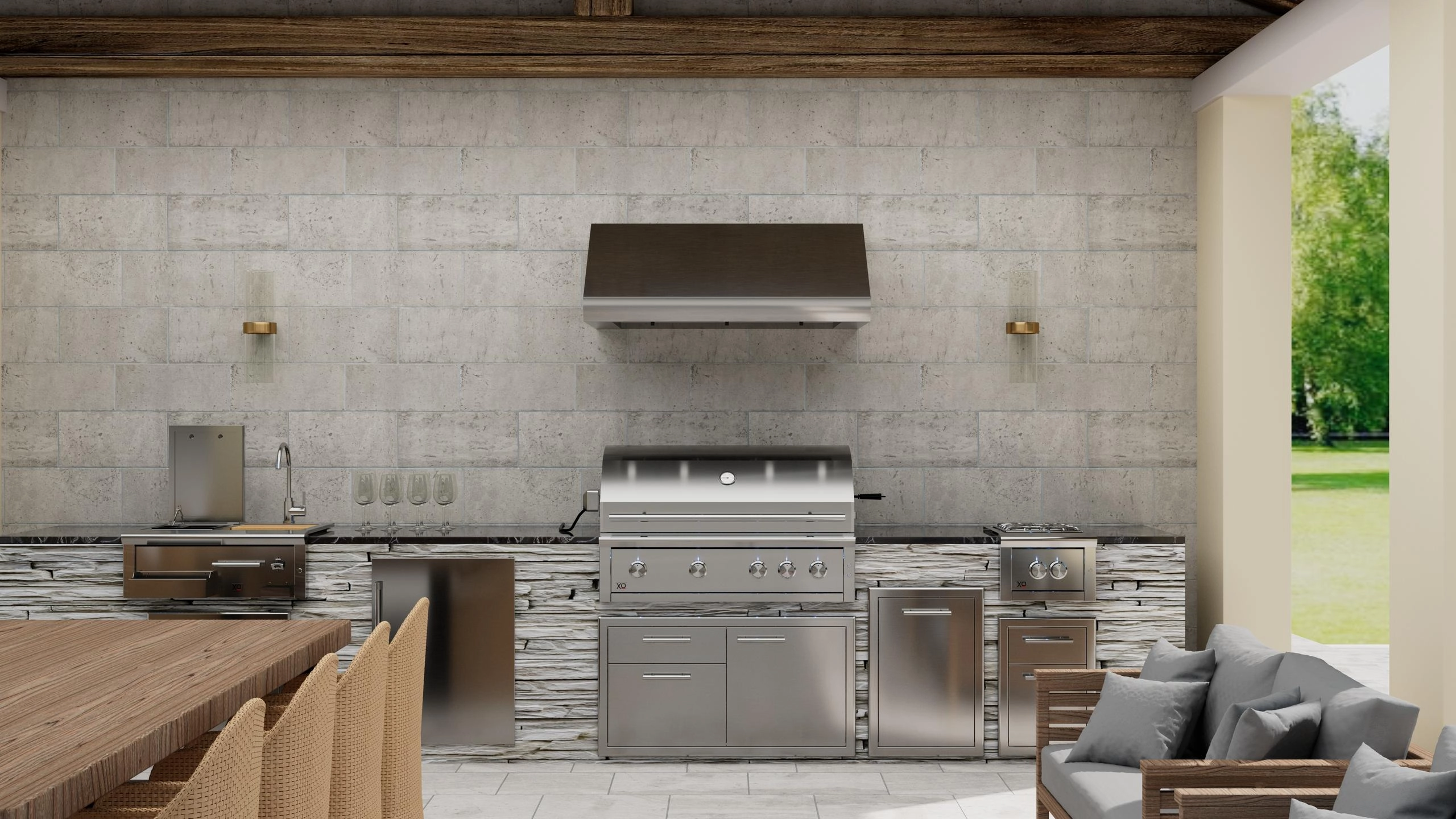 Xo Appliance XOGV48S Outdoor Hood, 48Inw, 33Ind, 18Int, 1200Cfm, Leds, Pro Baffle Filters