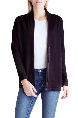 Zipper Front Fleece Jacket In Black